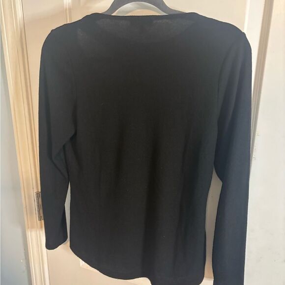 Chenault Black Asymmetrical Cut Out long sleeve top size small EUC - Picture 3 of 3